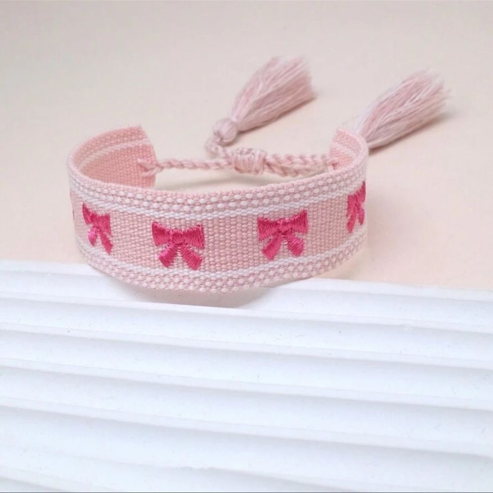 1pc Handmade Embroidered Bow Braided Bohemian Style Fashion Bracelet
